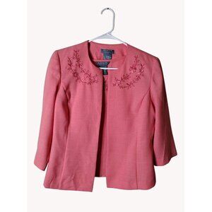 Koret Blazer Set 8p Peach Pink Embroidered Vintage Shoulder Pads